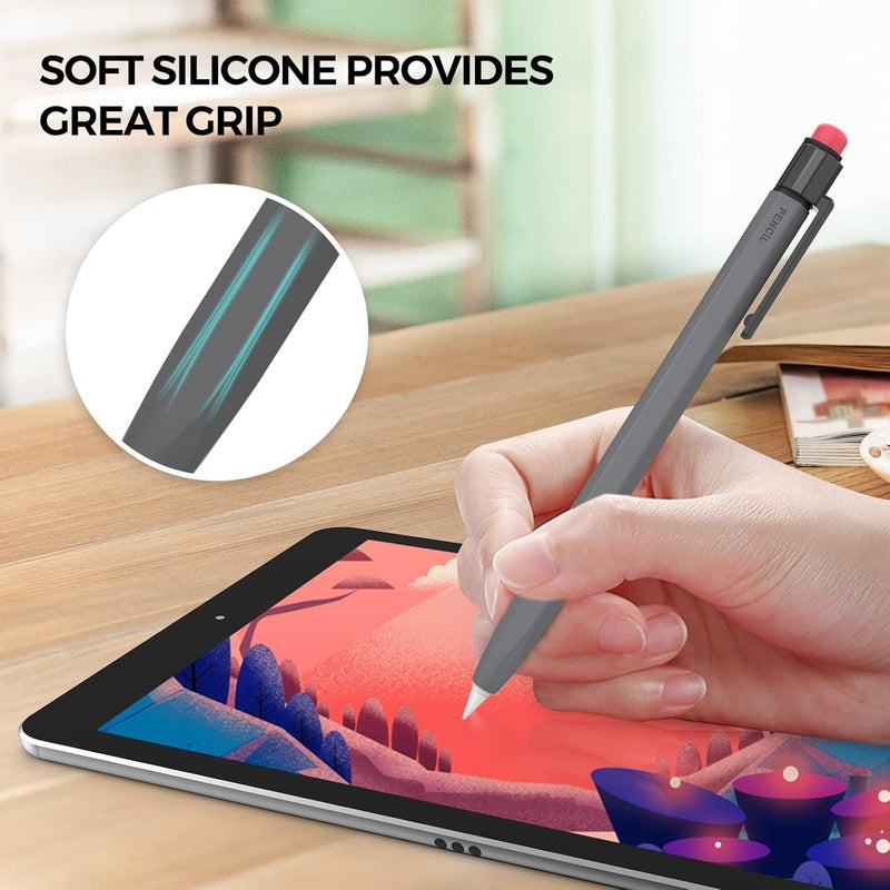 TRONWIN Apple Pencil 1st Generation Case, Silicone Pencil Sleeve Cover Perfect Grip Skin Classic Design with Sturdy Clip Compatible with Apple Pencil 1st gen for ipad (Deep Gray) - Image 3